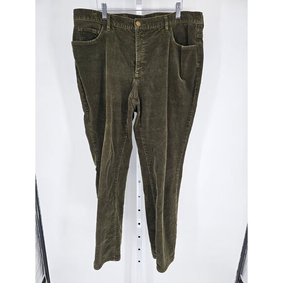 Chaps Womens Sz 16 Straight Leg Corduroy Pants Dark Olive Green Cotton Blend - Picture 1 of 4